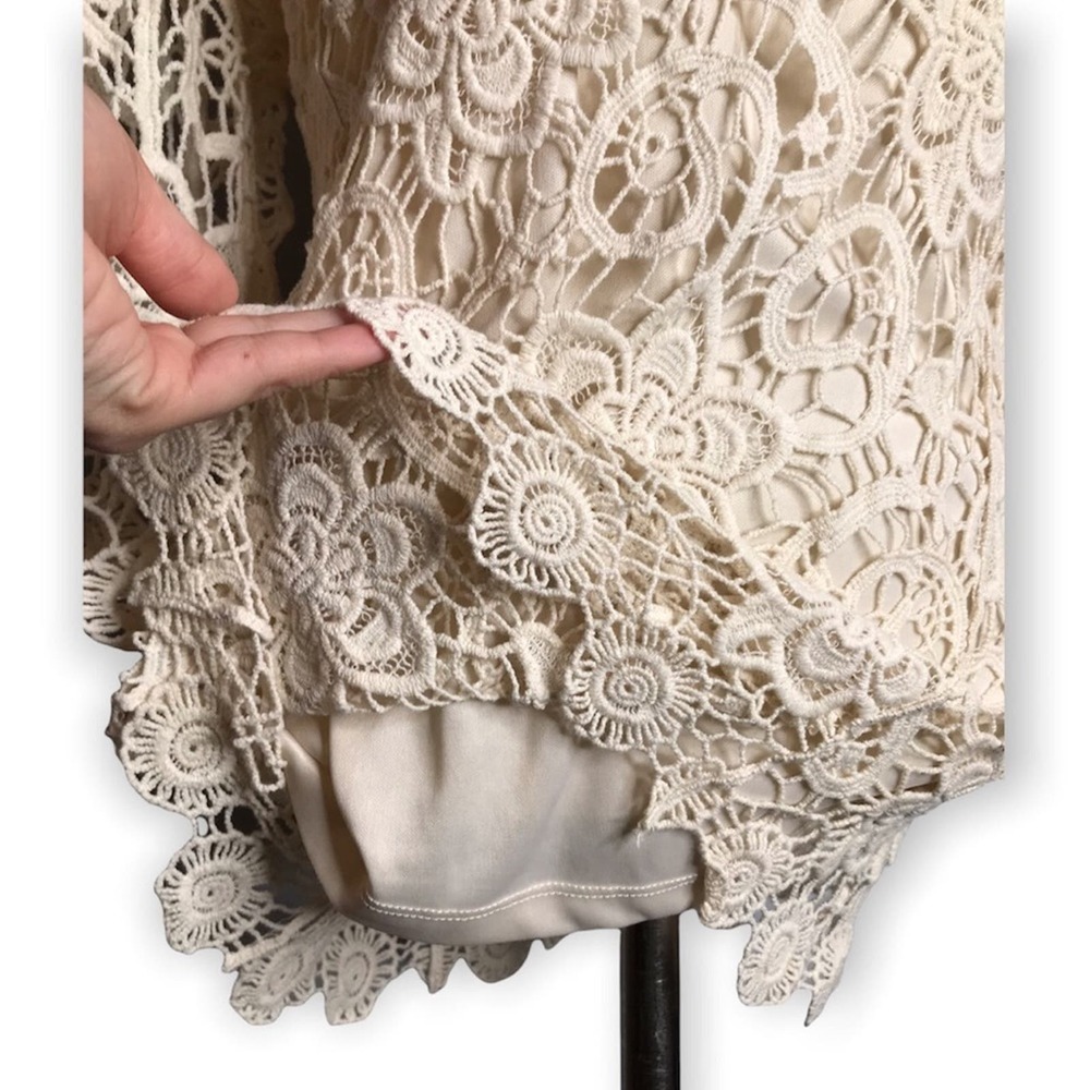 Christopher & Banks | Cream Crochet Blouse 2 Shir… - image 6